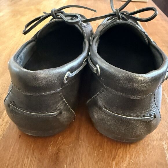 Bibi Lou Anthropologie Boat Shoes Sz EU 37 US 6-6.5 Black Leather Lace Up - Picture 6 of 10